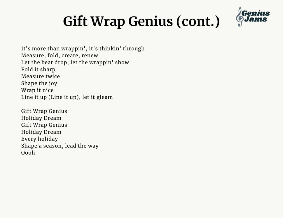 Gift Wrap Genius Lyric Sheet 2
